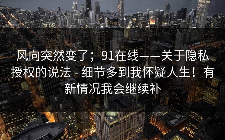 风向突然变了；91在线——关于隐私授权的说法 - 细节多到我怀疑人生！有新情况我会继续补